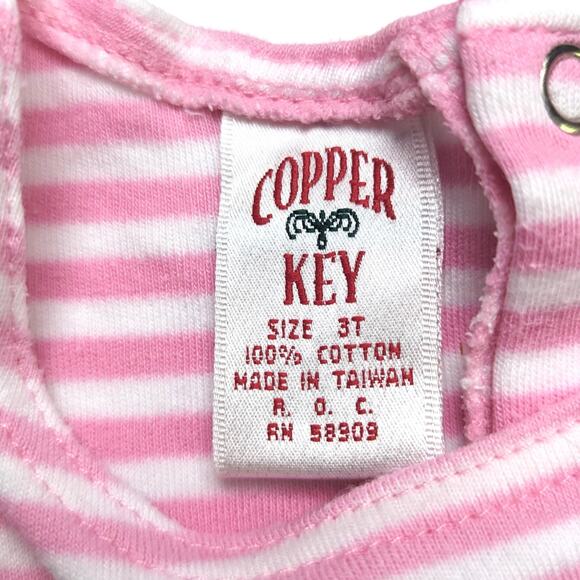 Vintage Copper Key Bubble Romer Girls Size 3T Pink Stripe Flower - Picture 5 of 5